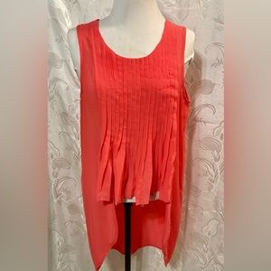October Sky Coral Sleeveless Hi-Low Top